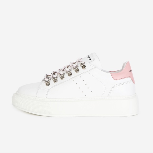 NWT The Kooples White Leather Sneakers with Pink, Size 9 (The Kooples size 40) - Picture 11 of 17